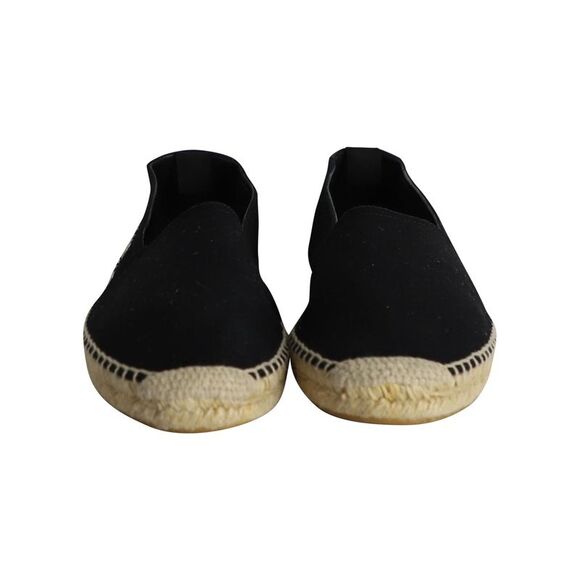 Saint Laurent Logo Embroidered Espadrille Flats in Black Canvas - Picture 12 of 12